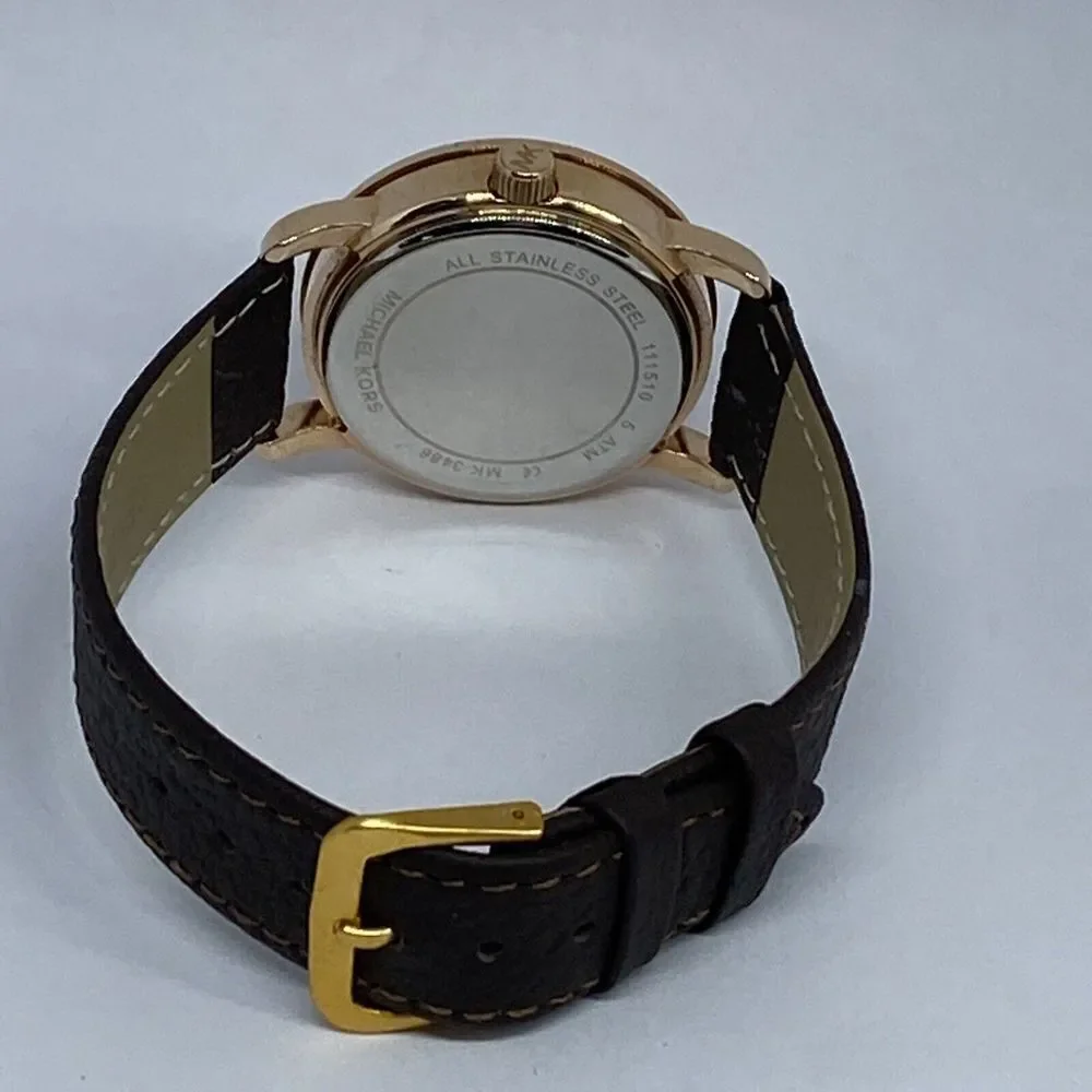 Michael Kors MK3486 Women's Brown Leather Analog Dial Quartz Wrist Watch KS555